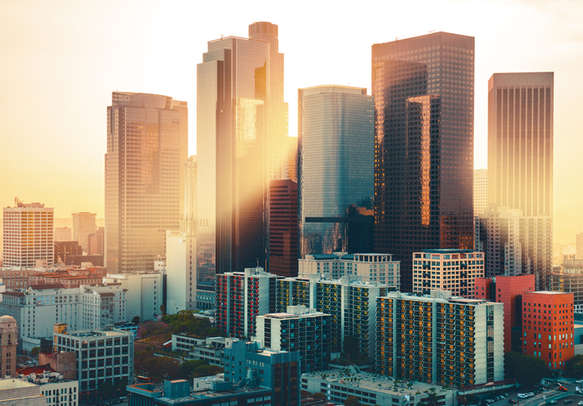 skyline at sunset Los Angeles