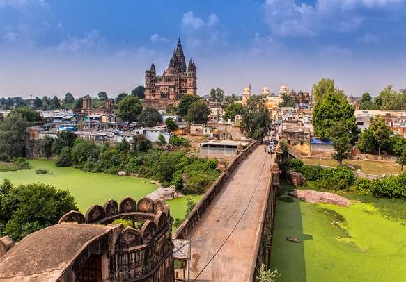 Orchha fort with a beautiful panorama of the city