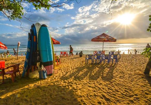 Enjoy the lovely sunset view on Kuta beach in Bali