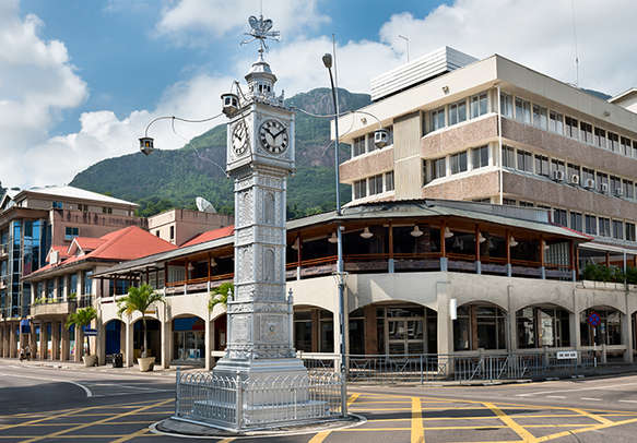 The Little Big Ben clock tower of Victoria in Seychelles