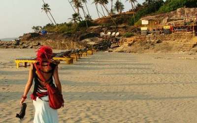 A hippie chilling on the beaches of Goa in Arambol