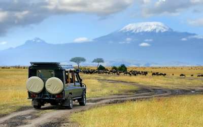 A safari jeep venturing the wild at Masai Mara National Park 