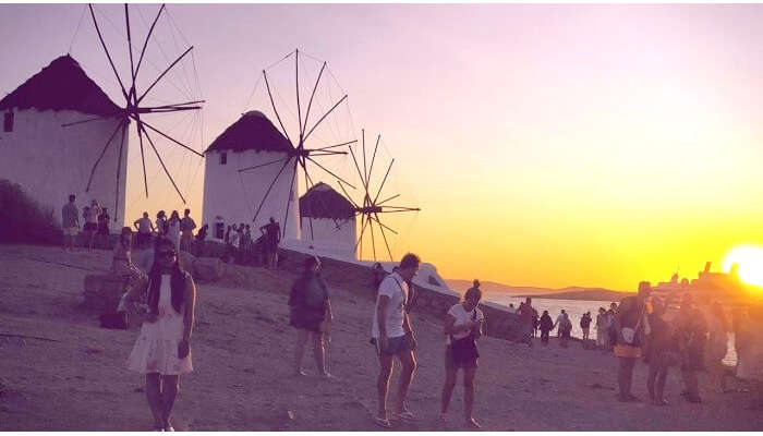 sunset in mykonos