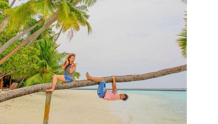 ankit wadhwa maldives honeymoon: photoshoot island tree