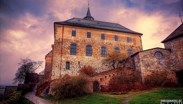 An evening shot of the Akershus Castle at Oslo in Norway