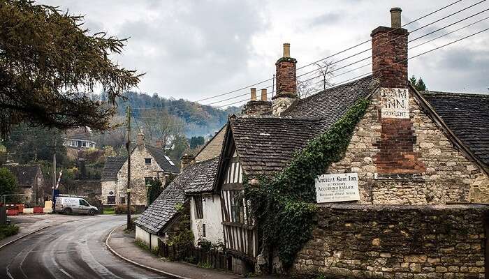 A beautiful shot of the haunted Ancient Ram Inn at Gloucestershire in England