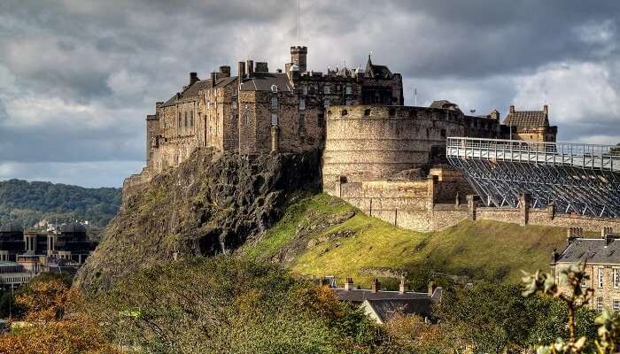 A distant view of the Edinburgh Castle in Scotland