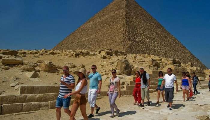 Tourists at Pyramids of Egypt