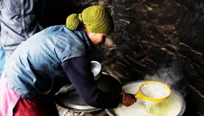 Yak Cheese Preparation in Zanskar in Ladakh