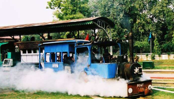 A toy train ride in Delhi