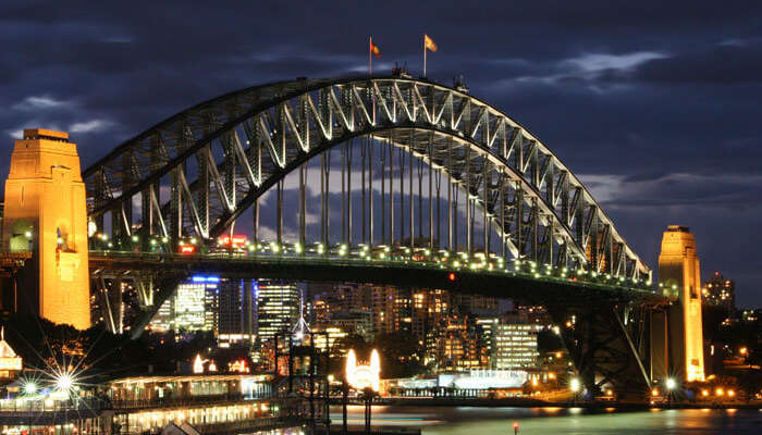 Illuminated Harbor Bridge