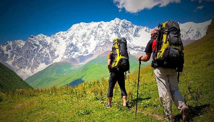 Hikers in the hills of Manali