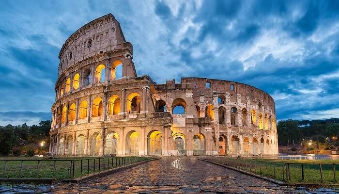 A view of the famous Colosseum in Rome