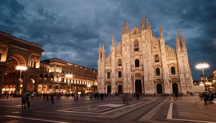 A late evening shot of a cathedral in Milan