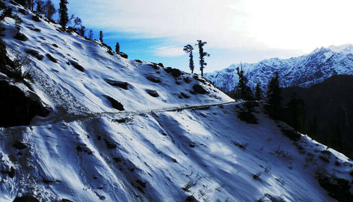 Snow-capped hills surrounding the quaint town of Gulaba