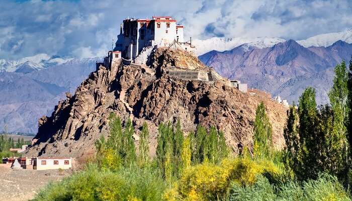 A distant view of the Stakna monastery in Ladakh