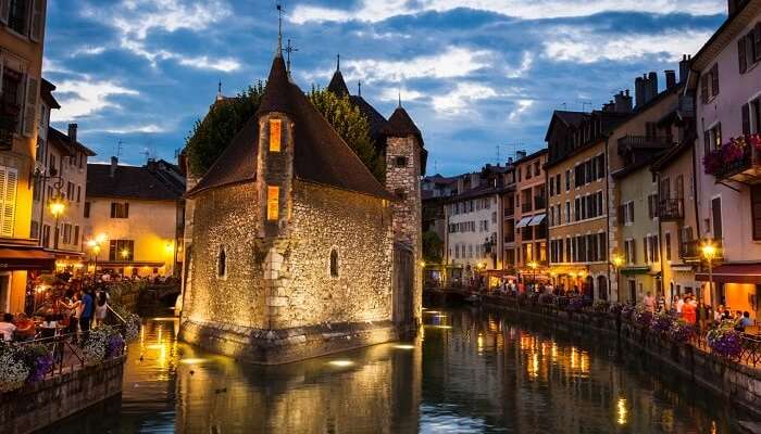 The little town of Annecy is snuggled between two rivers in France