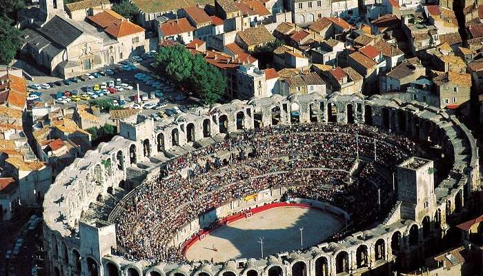 A top view of arena at Arles - one of the most popular places to see in France