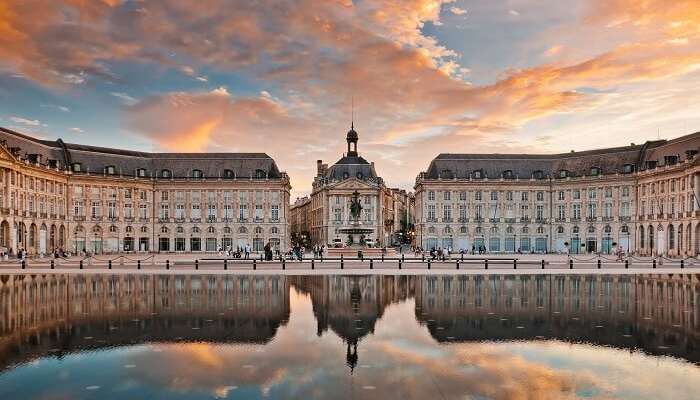 Bordeaux in France at its charming best during a stunning sunset