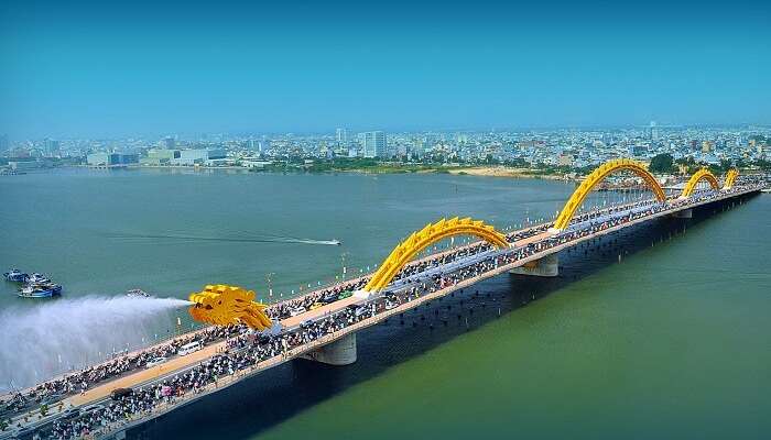 The famous Dragon Bridge at Danang in Vietnam