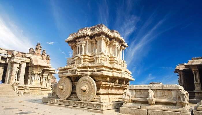 Stone structures at Hampi - one of the best places to visit in Karnataka for architecture lovers