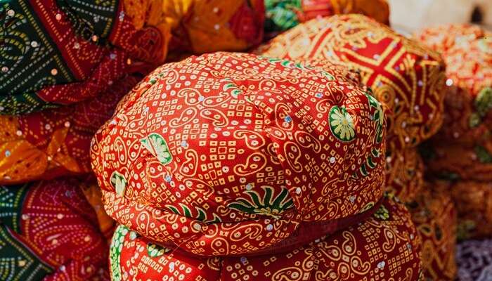 Colorful Rajasthani turbans at Rajasthali - One of the best shopping places in Udaipur