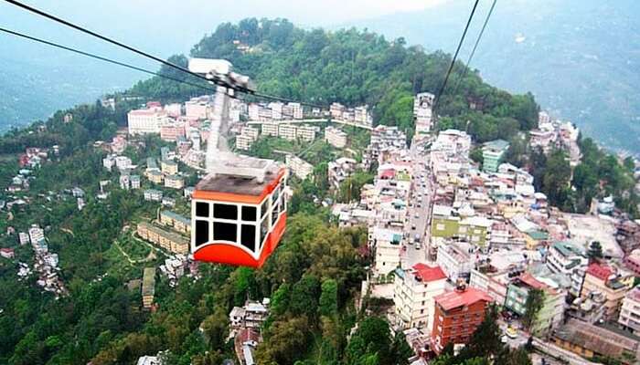 The 1 Km cable ride over Gangtok city