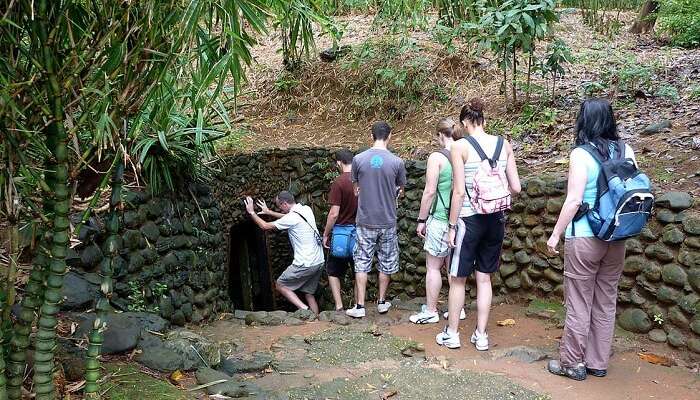 Tourists entering the Cu Chi Tunnel in Vietnam