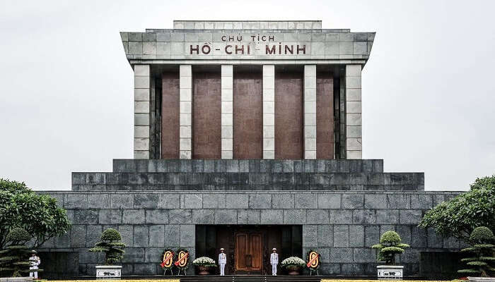 The entrance to the Ho Chi Minh Mausoleum that is one of the best places to visit in Vietnam