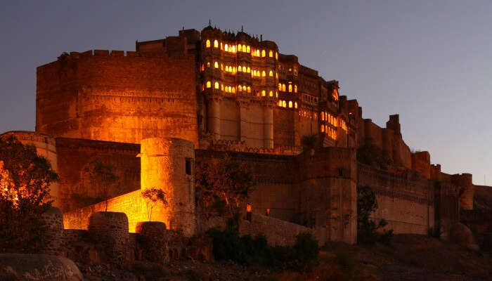 The beautiful view of Mehrangarh fort at night