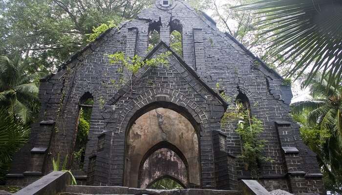 Ruins of an old British church at Ross Island