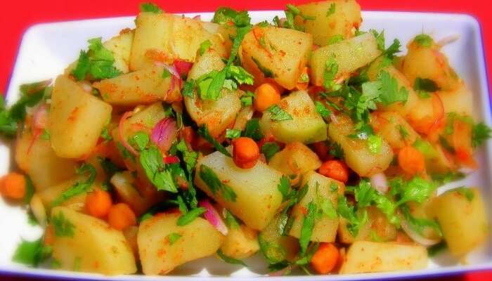 Aloo Kabli on a white plate