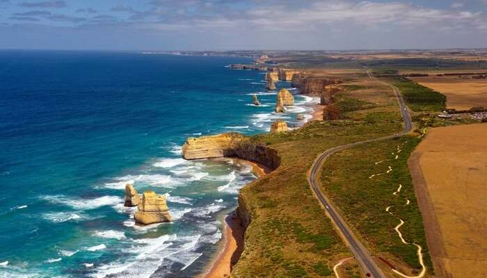 Top view of 12 Apostles by Great Ocean Road in Melbourne in Australia