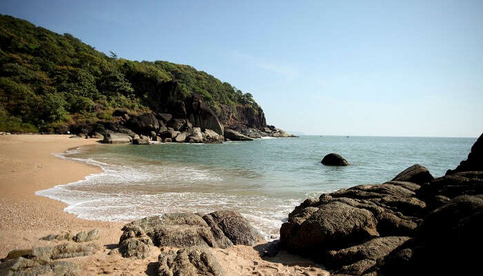 A shot of the hidden Butterfly beach in Goa