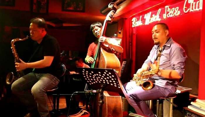 Artists performing at the Binh Minh Jazz Club in Hanoi