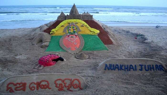 sand art promoting Nuakhai festival