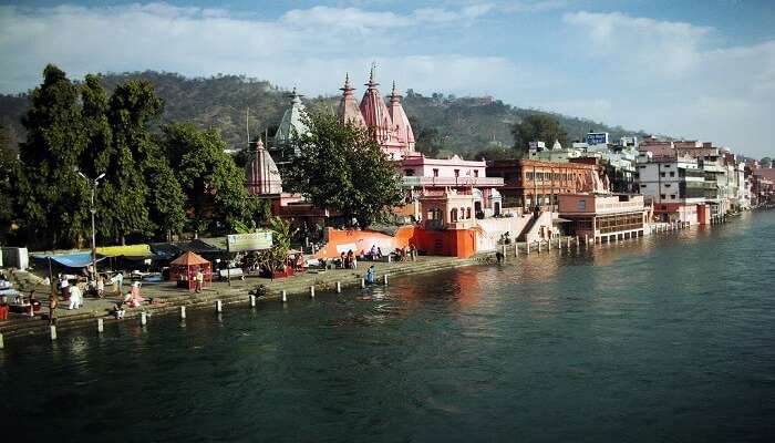 A distant view of Vishnu Ghat in Haridwar 