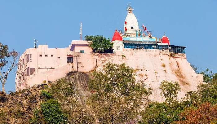 A view of Mansa Devi Temple atop the hill in Haridwar 