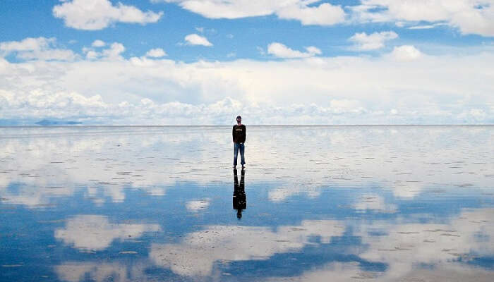 Walk on the salt flats of Salar de Uyuni, Bolivia