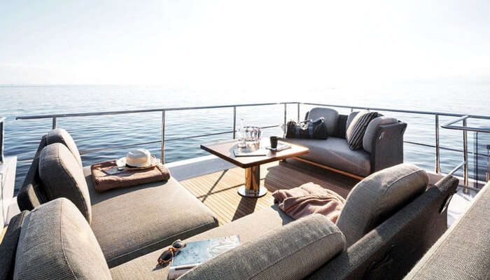 Seating area on luxury yacht Norma