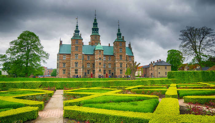 Rosenborg Castle with green lawn