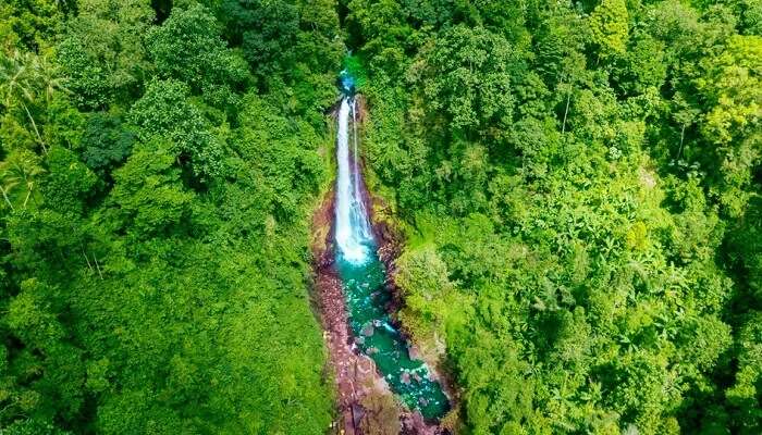 Aerial view of Gitgit Waterfall