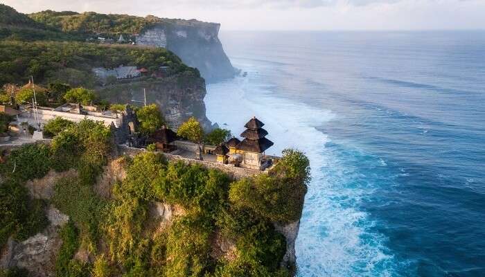 Aerial view of Pura Luhur Uluwatu temple