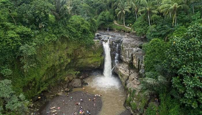 Aerial view of Tegenungan Waterfall