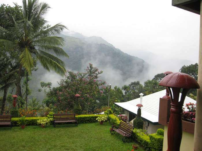 A misty view of the Igloo resort in Munnar