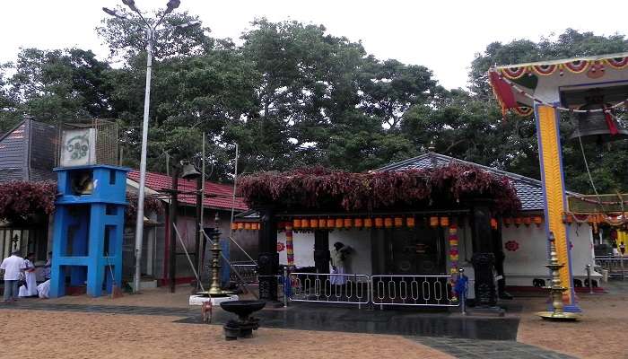 The central Kataragama shrine in Uva, with Ganesh shrine in the backdrop
