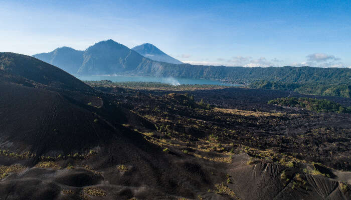 black lava rocks in Bali