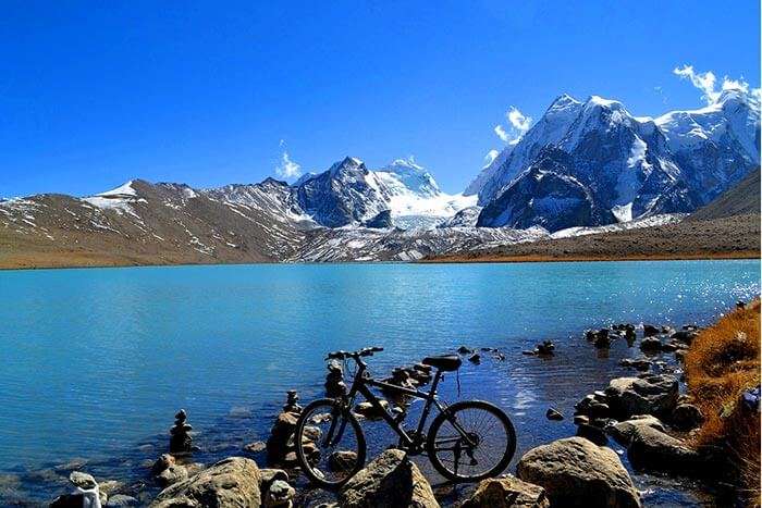 Crystal clear waters of Tsomgo lake - one of the most popular tourist places in Gangtok