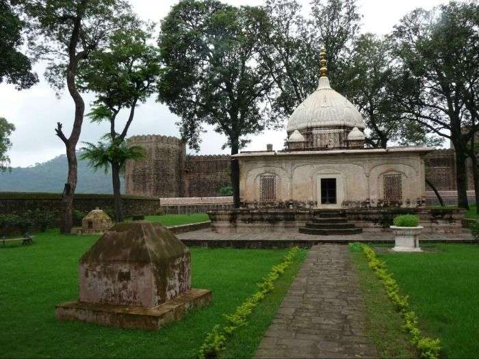 Ramnagar Palace fringed by eucalyptus trees, Udhampur