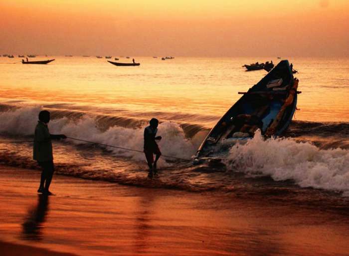 Sunset at Puri beach Orissa